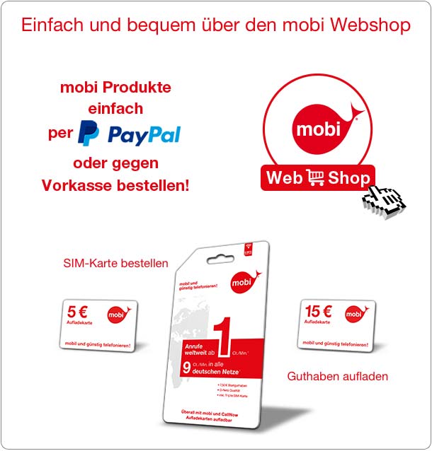 Einfach und bequem. Unser Webshop: mobi Produkte einfach per PayPal bestellen.